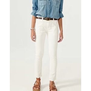 BA&SH Jeans Women’s 10 CSALLY White Straight Leg Trousers Front Patch Pockets